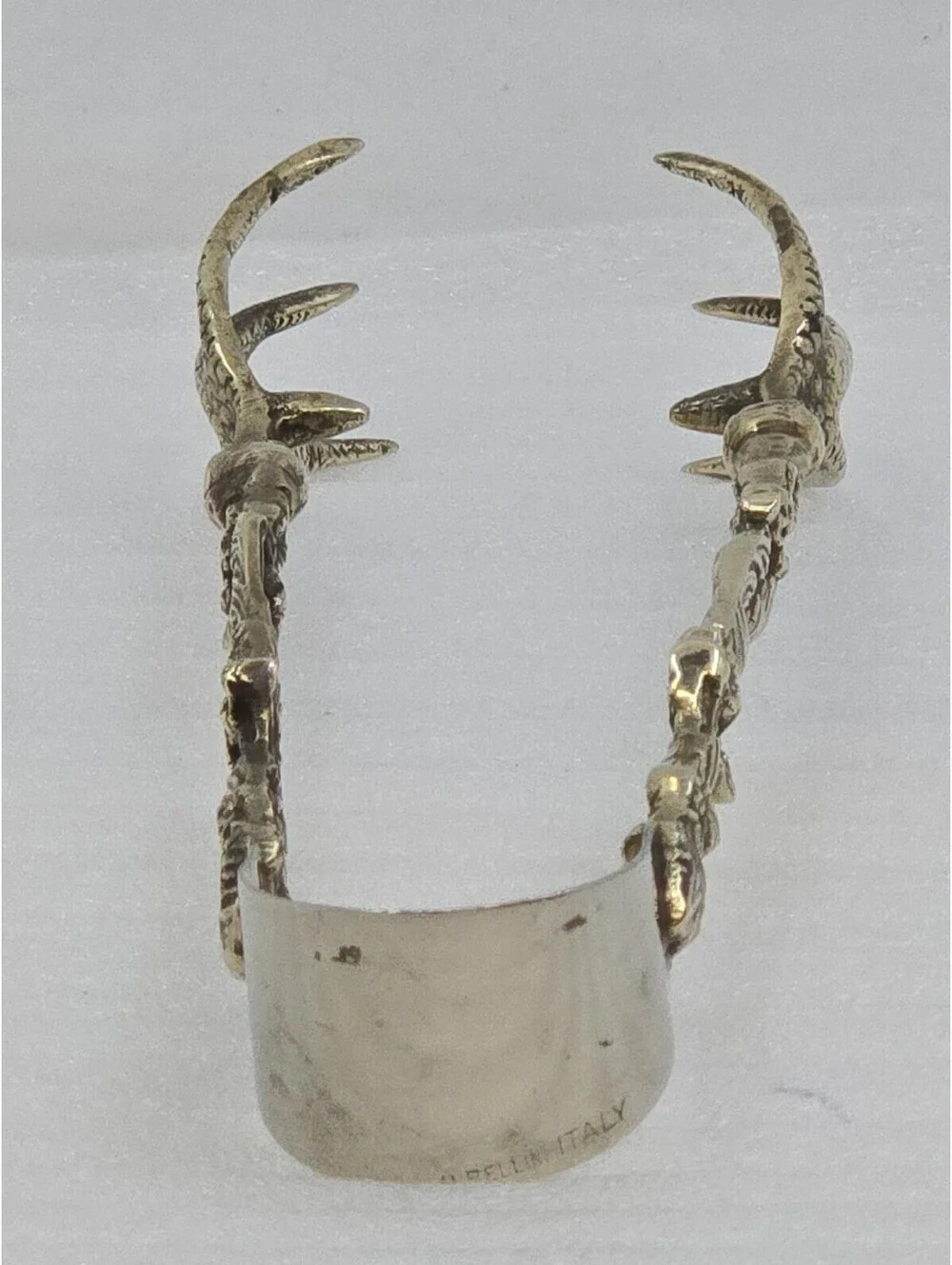 J. Bellini Italy Ornate Brass Ice Tongs Barware With Antlers/Claws Vintage 7.75